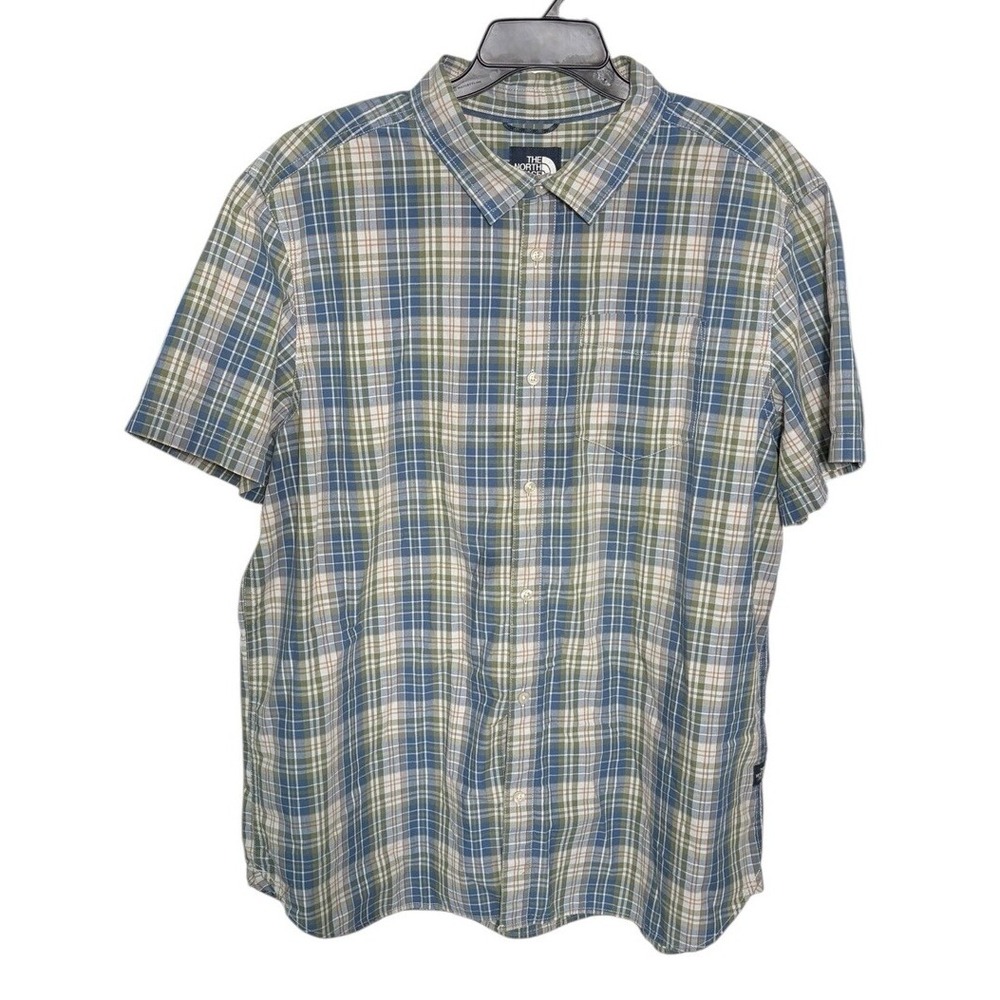 The North Face Short‎ Sleeve Plaid Button Up Shirt Men's Size XXL Casual Outdoor